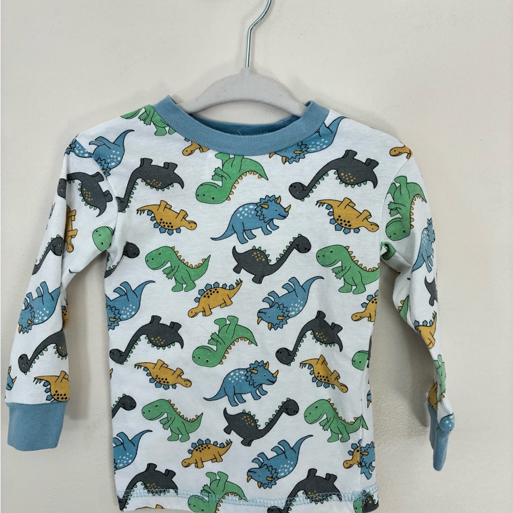 Dinosaur Print Kids Pajama Set - Blue, Green, Yellow
